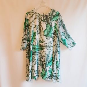 Eva Mendes Palm Leaf Shift Dress Size 14-16